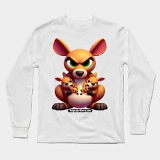 Angry Critters - Mama Kangaroo with her Joeys Long Sleeve T-Shirt